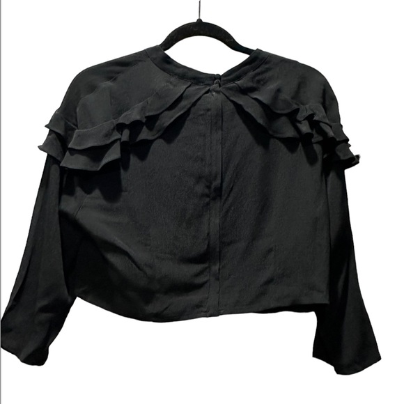 For Love and Lemons Revolve Poppy Ruffle Cropped Top Black Large NEW NWT - Picture 4 of 4